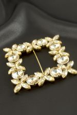 Çiçek Kare Taşlı Kemer Tokası-Sarı - Görsel 2