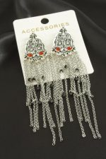 Metal Zr Model Küpe-Gümüş Rengi - Görsel 2