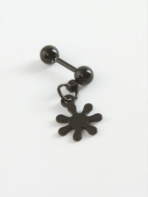 Çiçek Çelik Piercing 1 Adet-Siyah