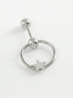 Yıldız Çelik Piercing 1 Adet-Gümüş Rengi