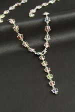 Kelebek Zirkon Taşlı Y Kolye-Gümüş Rengi