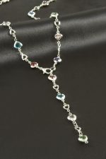 Kalp Zirkon Taşlı Y Kolye-Gümüş Rengi - Görsel 2