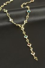 Kalp Zirkon Taşlı Y Kolye-Sarı - Görsel 2