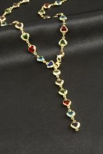 Kalp Zirkon Taşlı Y Kolye-Sarı - Görsel 2