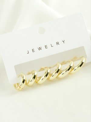 6 Adet Halka Trend Metal Küpe-Gümüş Rengi