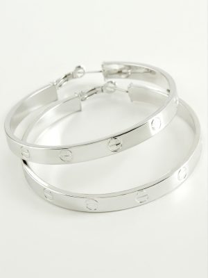 Crt Halka Küpe 6 cm-Gümüş Rengi