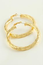 Burgulu Halka Küpe 6 cm-Sarı