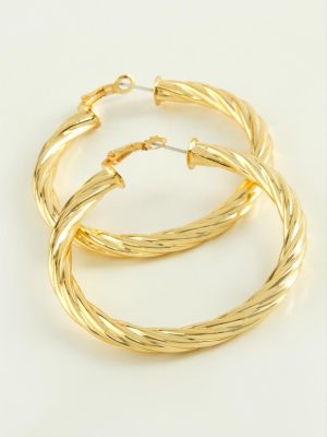 Burgulu Halka Küpe 6 cm-Sarı