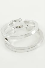 Ezme Halka Küpe 6 cm-Gümüş Rengi - Görsel 2