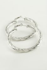 Burgulu Halka Küpe 4,5 cm-Gümüş Rengi - Görsel 2