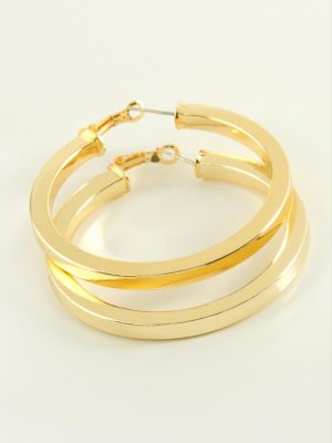 Ezme Halka Küpe 4,5 cm-Gümüş Rengi