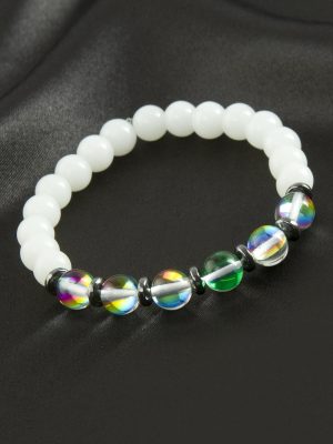 Neon Kuvars Doğaltaş Bileklik-Beyaz