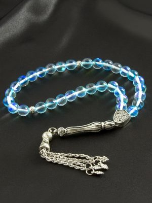 Neon Kuvars Doğaltaş Tesbih 8 mm-Mavi