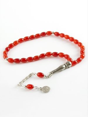 Mısır Kesim Cam Taş Tesbih 6X8 mm-Kırmızı