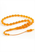 Zeytin Şekilli Plastik Tesbih 8X11 mm-Açık Turuncu - Görsel 2