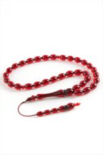 Zeytin Şekilli Plastik Tesbih 8X11 mm-Bordo - Görsel 2