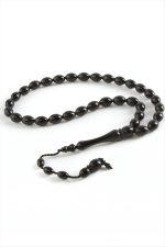 Zeytin Şekilli Plastik Tesbih 8X11 mm-Siyah - Görsel 2