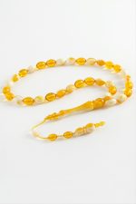 Zeytin Şekilli Plastik Tesbih 8X11 mm-Sarı - Görsel 2