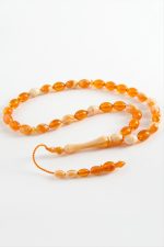 Zeytin Şekilli Plastik Tesbih 8X11 mm-Turuncu - Görsel 2