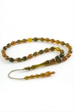 Zeytin Şekilli Plastik Tesbih 8X11 mm-Asker Yeşili - Görsel 2