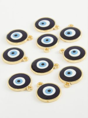 Nazar Tek Kulplu Mineli Bileklik ve Kolye Ucu Aparatı 1 Adet-Lacivert