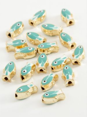 Balık Mineli Bileklik ve Kolye Ucu Aparatı 1 Adet-Turkuaz