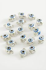 Nazar Çift Kulplu Mineli Bileklik ve Kolye Ucu Aparatı 1 Adet-Beyaz