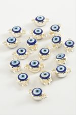 Nazar Çift Kulplu Mineli Bileklik ve Kolye Ucu Aparatı 1 Adet-Mavi - Görsel 2