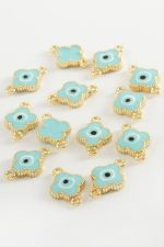 Çiçek Çift Kulplu Mineli Bileklik ve Kolye Ucu Aparatı 1 Adet-Beyaz