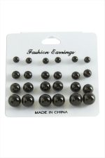 Kartlı İnci Küpe 30 Adet-Siyah