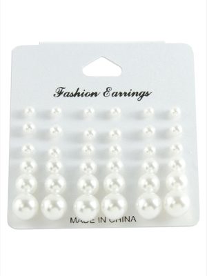 Kartlı İnci Küpe 30 Adet-Beyaz