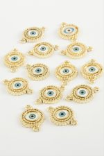 Göz Çift Kulplu Mineli Bileklik ve Kolye Ucu Aparatı 1 Adet-Mavi