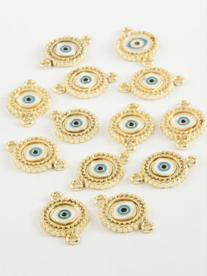 Göz Çift Kulplu Mineli Bileklik ve Kolye Ucu Aparatı 1 Adet-Mavi