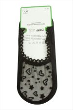 Kalp Dantel Babet Çorap-Siyah - Görsel 2