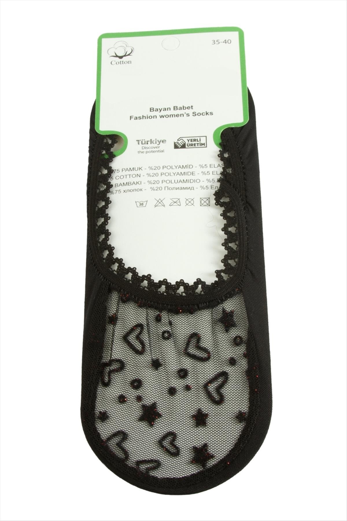 1208911_kalp-dantel-babet-corap-4b88-.jpg Kalp Dantel Babet Çorap-Siyah - Görsel 2