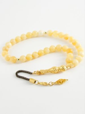Akik Doğaltaş Tesbih 8 mm-Sarı
