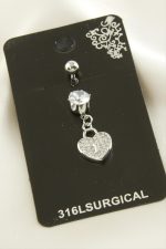 Kalp Çelik Piercing 1 Adet-Gümüş Rengi - Görsel 2