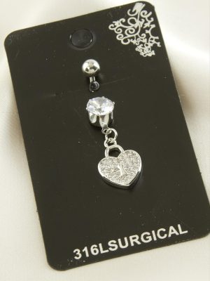 Kalp Çelik Piercing 1 Adet-Gümüş Rengi