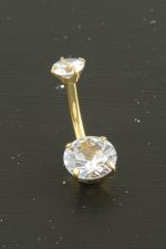 Yuvarlak Zirkon Taşlı Çelik Piercing 1 Adet-Sarı - Görsel 2