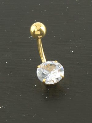 Yuvarlak Zirkon Taşlı Çelik Piercing 1 Adet-Sarı