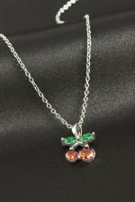 Kiraz Zirkon Taşlı Çelik Kolye-Gümüş Rengi - Görsel 2