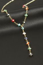 Çiçek Mineli Y Kolye-Sarı