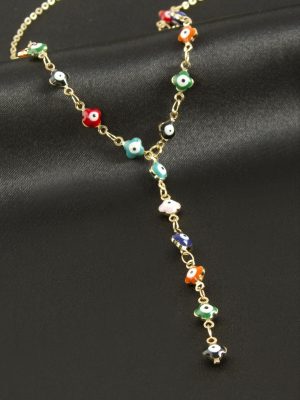 Çiçek Mineli Y Kolye-Sarı