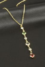 Kristal Taşlı Y Kolye-Sarı