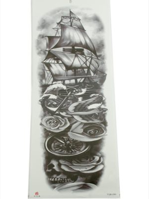 Gemi Tattoo Kol Dövme Sticker-Siyah