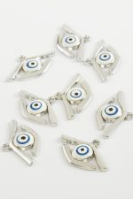 Göz Tek Kulplu Mineli Bileklik ve Kolye Ucu Aparatı 1 Adet-Beyaz - Görsel 2