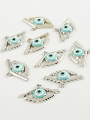 Göz Tek Kulplu Mineli Bileklik ve Kolye Ucu Aparatı 1 Adet-Mavi