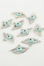 Göz Tek Kulplu Mineli Bileklik ve Kolye Ucu Aparatı 1 Adet-Turkuaz - Görsel 2