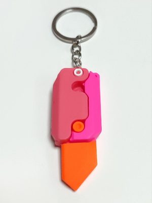 Bıçak Silikon Anahtarlık-Pembe