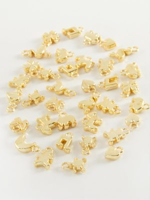 Karışık Tek Kulplu Metal Bileklik ve Kolye Ucu Aparatı 1 Adet-Sarı